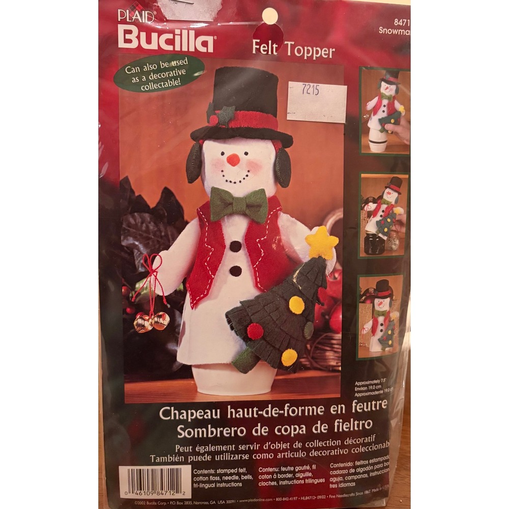 Vintage NIP Bucilla Snowman Felt Topper Kit